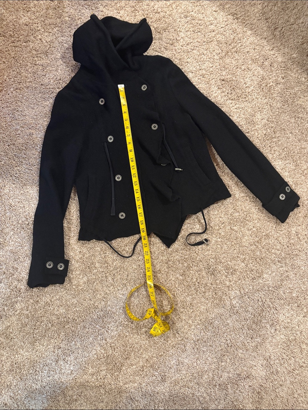 Free People Black Hooded Pea Coat